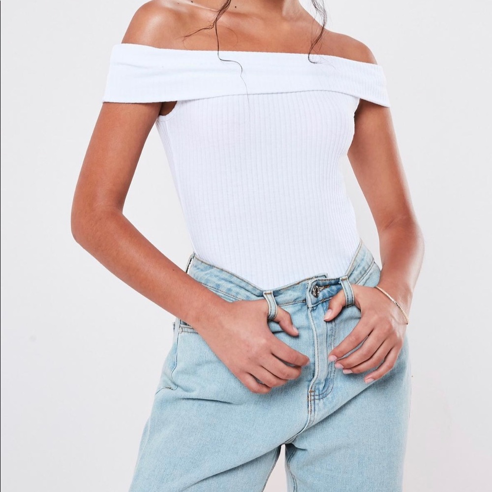 Missguided White Fold Over Bodysuit